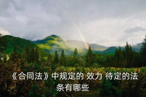 《合同法》中規(guī)定的 效力 待定的法條有哪些