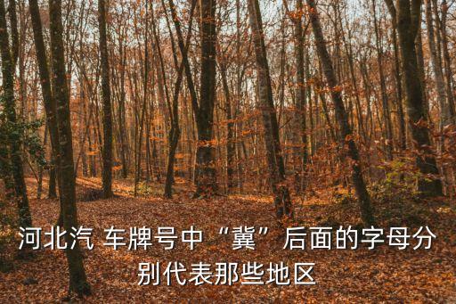 河北汽 車牌號中“冀”后面的字母分別代表那些地區(qū)