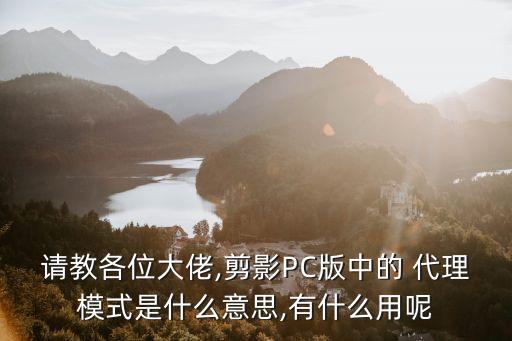 請教各位大佬,剪影PC版中的 代理模式是什么意思,有什么用呢