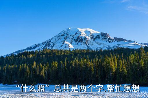 “什么照”總共是兩個字,幫忙想想