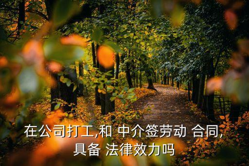 在公司打工,和 中介簽勞動 合同,具備 法律效力嗎