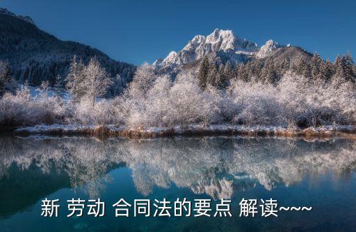 新 勞動 合同法的要點 解讀~~~