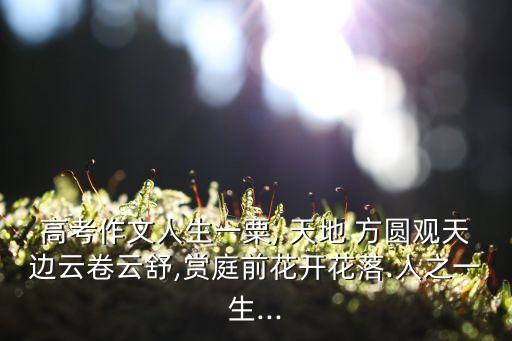 高考作文人生一粟, 天地 方圓觀天邊云卷云舒,賞庭前花開花落.人之一生...