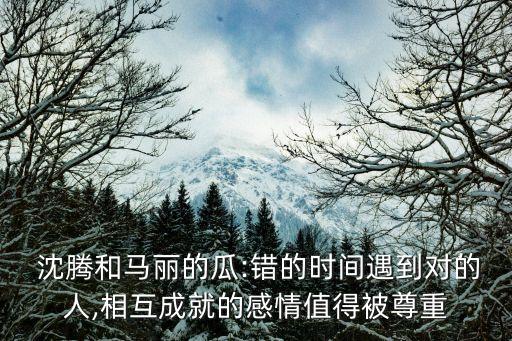  沈騰和馬麗的瓜:錯(cuò)的時(shí)間遇到對(duì)的人,相互成就的感情值得被尊重