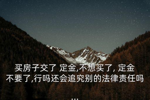 買房子交了 定金,不想買了, 定金不要了,行嗎還會追究別的法律責任嗎...