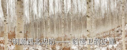 明朝西北邊防—— 哈密衛(wèi)的設(shè)置