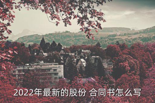 2022年最新的股份 合同書怎么寫