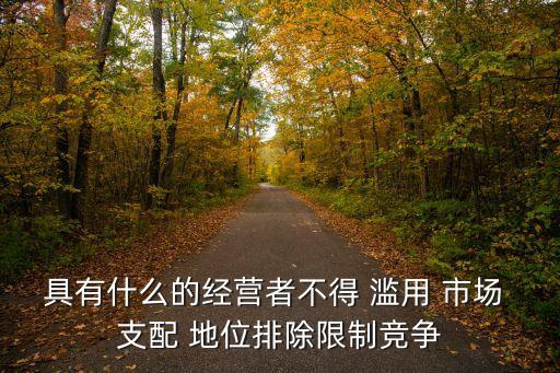 具有什么的經(jīng)營者不得 濫用 市場 支配 地位排除限制競爭