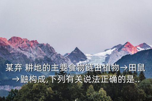 某棄 耕地的主要食物鏈由植物→田鼠→鼬構(gòu)成,下列有關(guān)說(shuō)法正確的是...
