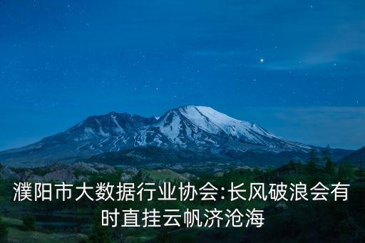 濮陽市大數(shù)據(jù)行業(yè)協(xié)會(huì):長風(fēng)破浪會(huì)有時(shí)直掛云帆濟(jì)滄海