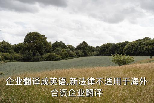 合資企業(yè)翻譯成英語,新法律不適用于海外合資企業(yè)翻譯
