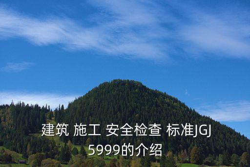  建筑 施工 安全檢查 標(biāo)準(zhǔn)JGJ5999的介紹