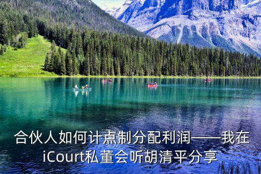  合伙人如何計點制分配利潤——我在iCourt私董會聽胡清平分享