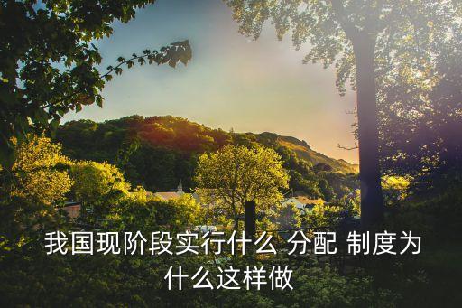  我國(guó)現(xiàn)階段實(shí)行什么 分配 制度為什么這樣做
