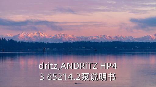 andritz,ANDRiTZ HP43 65-214.2泵說明書