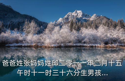 爸爸姓張媽媽姓邱二零一一年二月十五午時十一時三十六分生男孩...