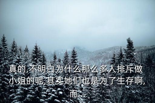 真的,不明白為什么那么多人排斥做 小姐的呢,其實(shí)她們也是為了生存啊,而...