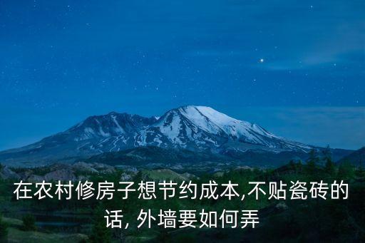 在農(nóng)村修房子想節(jié)約成本,不貼瓷磚的話, 外墻要如何弄