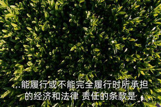 ...能履行或不能完全履行時所承擔的經(jīng)濟和法律 責任的條款是