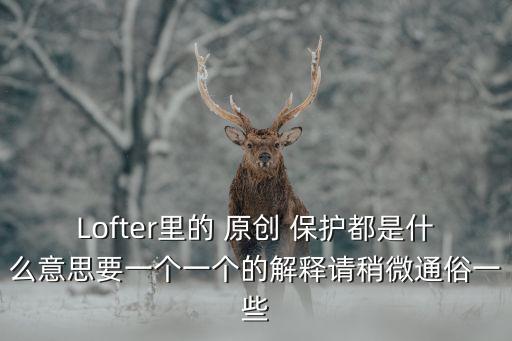 Lofter里的 原創(chuàng) 保護(hù)都是什么意思要一個(gè)一個(gè)的解釋請(qǐng)稍微通俗一些