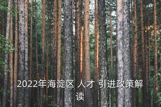 2022年海淀區(qū) 人才 引進(jìn)政策解讀