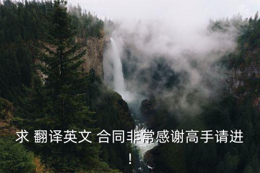 求 翻譯英文 合同非常感謝高手請進!