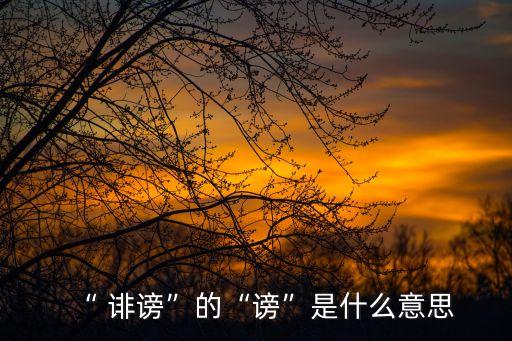“ 誹謗”的“謗”是什么意思