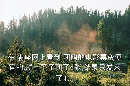 在 滿座網(wǎng)上看到 團(tuán)購(gòu)的電影票蠻便宜的,就一下子團(tuán)了4張,結(jié)果只發(fā)來(lái)了1...