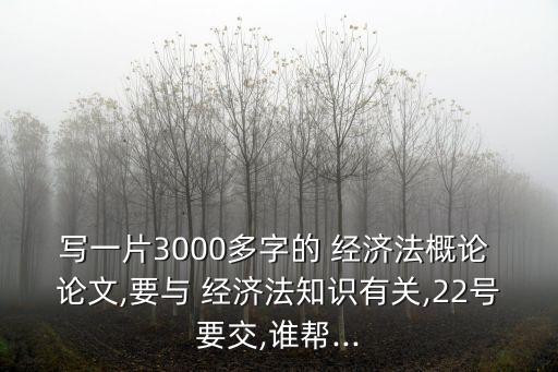 寫一片3000多字的 經(jīng)濟法概論 論文,要與 經(jīng)濟法知識有關,22號要交,誰幫...