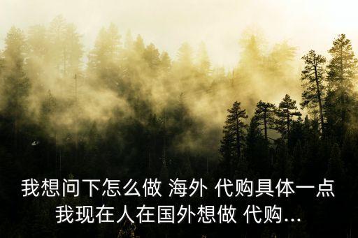 我想問下怎么做 海外 代購具體一點我現(xiàn)在人在國外想做 代購...