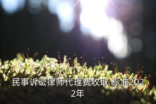 民事訴訟律師代理費(fèi)收取 標(biāo)準(zhǔn)2022年