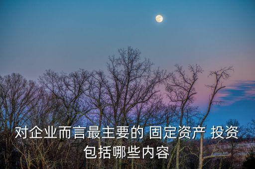 對企業(yè)而言最主要的 固定資產(chǎn) 投資包括哪些內(nèi)容