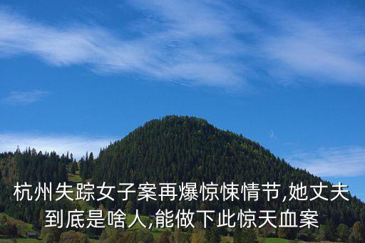 杭州失蹤女子案再爆驚悚情節(jié),她丈夫到底是啥人,能做下此驚天血案