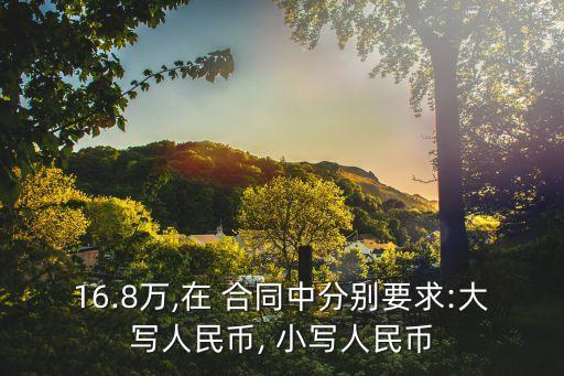 16.8萬,在 合同中分別要求:大寫人民幣, 小寫人民幣