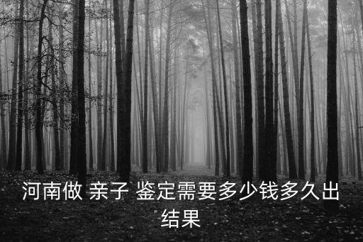 河南做 親子 鑒定需要多少錢多久出結(jié)果