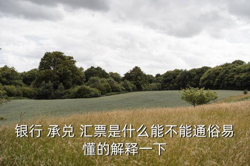 匯票承兌,銀行匯票承兌