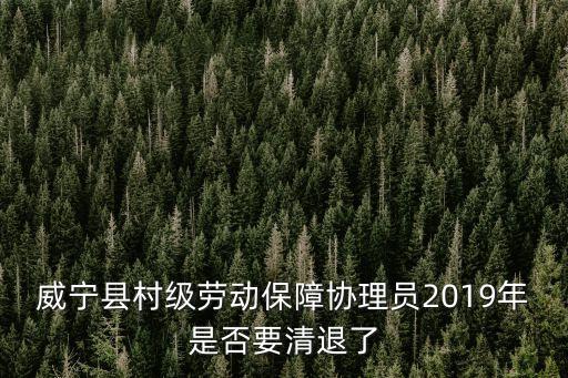 威寧縣村級(jí)勞動(dòng)保障協(xié)理員2019年是否要清退了