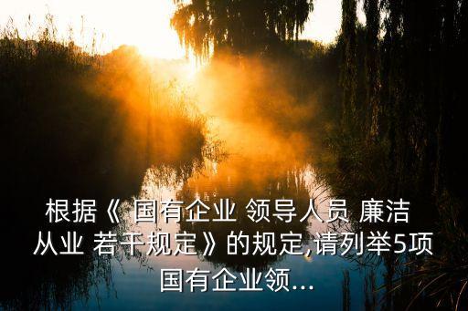 根據《 國有企業(yè) 領導人員 廉潔 從業(yè) 若干規(guī)定》的規(guī)定,請列舉5項 國有企業(yè)領...