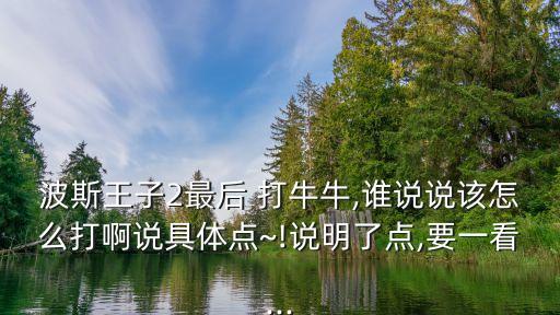 波斯王子2最后 打牛牛,誰說說該怎么打啊說具體點~!說明了點,要一看...