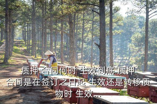  質(zhì)押 合同何時 生效到底 質(zhì)押 合同是在簽訂之日起 生效還是轉(zhuǎn)移質(zhì)物時 生效...