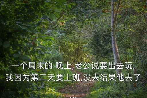 一個(gè)周末的 晚上,老公說要出去玩,我因?yàn)榈诙煲习?沒去結(jié)果他去了...