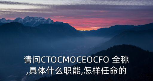 請(qǐng)問(wèn)CTOCMOCEOCFO 全稱,具體什么職能,怎樣任命的