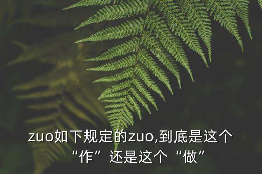 zuo如下規(guī)定的zuo,到底是這個“作”還是這個“做”