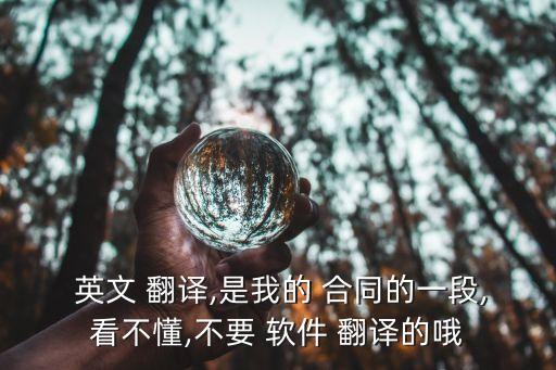  英文 翻譯,是我的 合同的一段,看不懂,不要 軟件 翻譯的哦