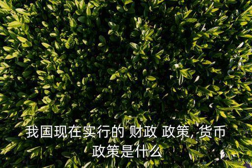 財(cái)政政策貨幣政策