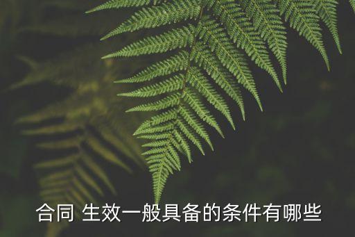  合同 生效一般具備的條件有哪些