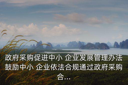 政府采購促進(jìn)中小 企業(yè)發(fā)展管理辦法鼓勵(lì)中小 企業(yè)依法合規(guī)通過政府采購合...