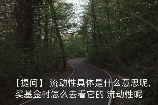 【提問】 流動(dòng)性具體是什么意思呢,買基金時(shí)怎么去看它的 流動(dòng)性呢