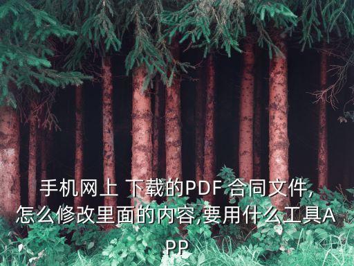 手機網(wǎng)上 下載的PDF 合同文件,怎么修改里面的內容,要用什么工具APP