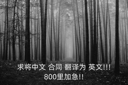 求將中文 合同 翻譯為 英文!!!800里加急!!
